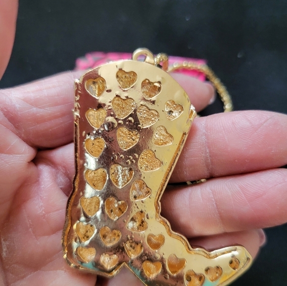 Betsey Johnson Pink and Gold Boot Necklace New - Picture 6 of 7